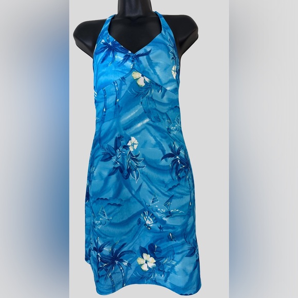 Fredricks of Hollywood Dresses & Skirts - Fredricks of Hollywood Halter, Floral Print, Blue, Mini Summer Dress